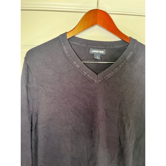 Land’s End‎ Men’s Sweater, Classic Navy Pullover, Size Large, Preppy Academia - Picture 2 of 6